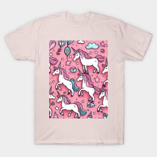 pink unicorns pattern gift ideas for all T-Shirt